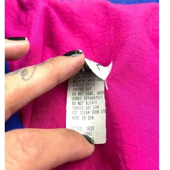 VTG Regal Windbreaker Retro Jacket Small Women's Blue Pink 90's Button Up - Picture 9 of 11